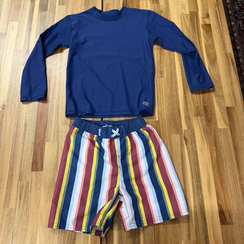 Rugged Butts Boys Swim Set Rash Guard Shirt Size 7 And Swim Shorts Trunks Size 6